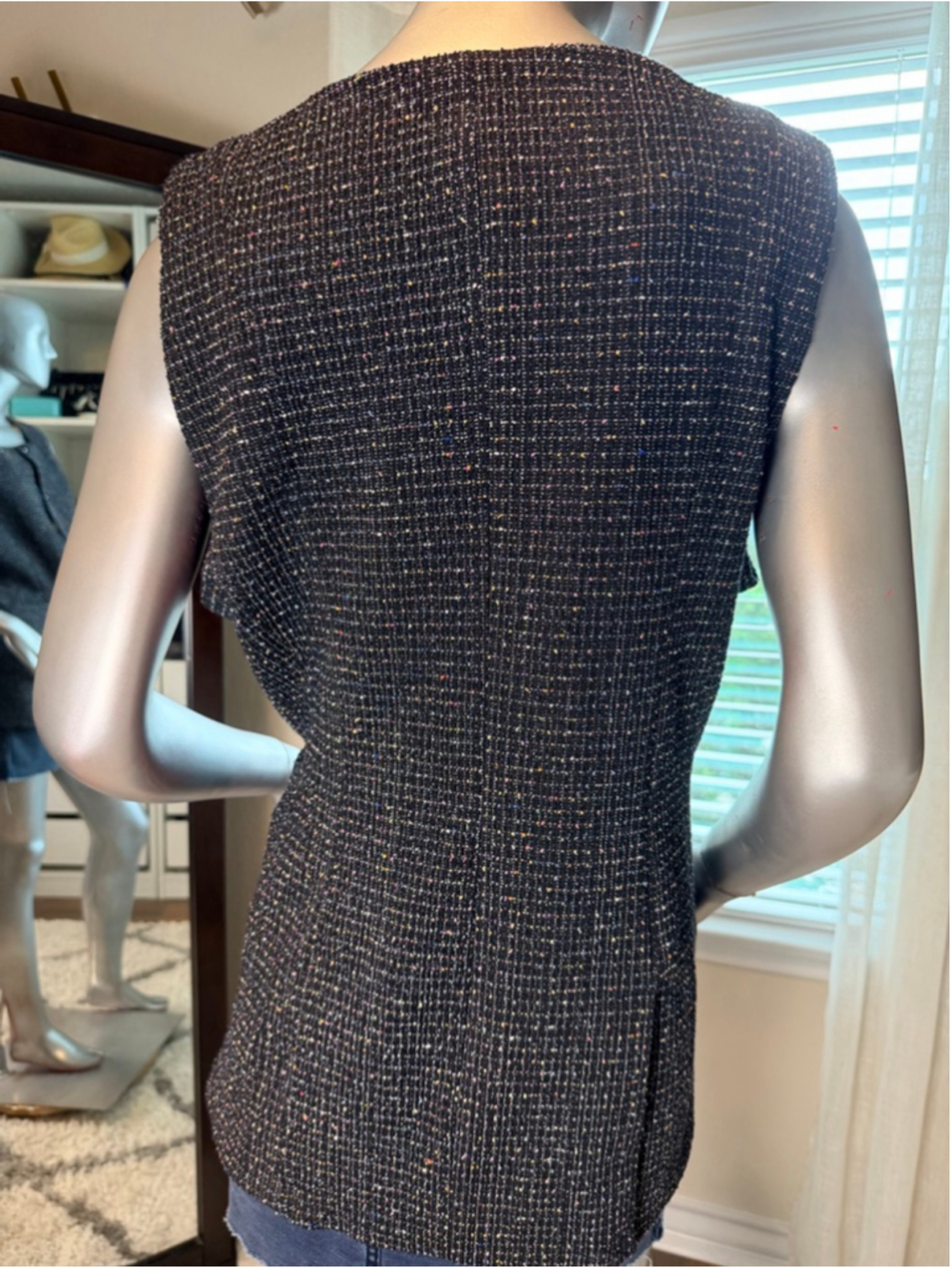Anthropologie Maeve Tweed Vest Top NWT Large Sleeveless Square Neck Career Black - Picture 5 of 7